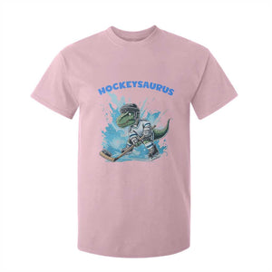 Hockeysaurus T Shirt For Kid Funny Dinosaur Playing Ice Hockey Gift TS12 Light Pink Print Your Wear