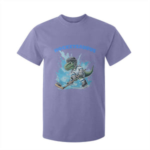 Hockeysaurus T Shirt For Kid Funny Dinosaur Playing Ice Hockey Gift TS12 Violet Print Your Wear
