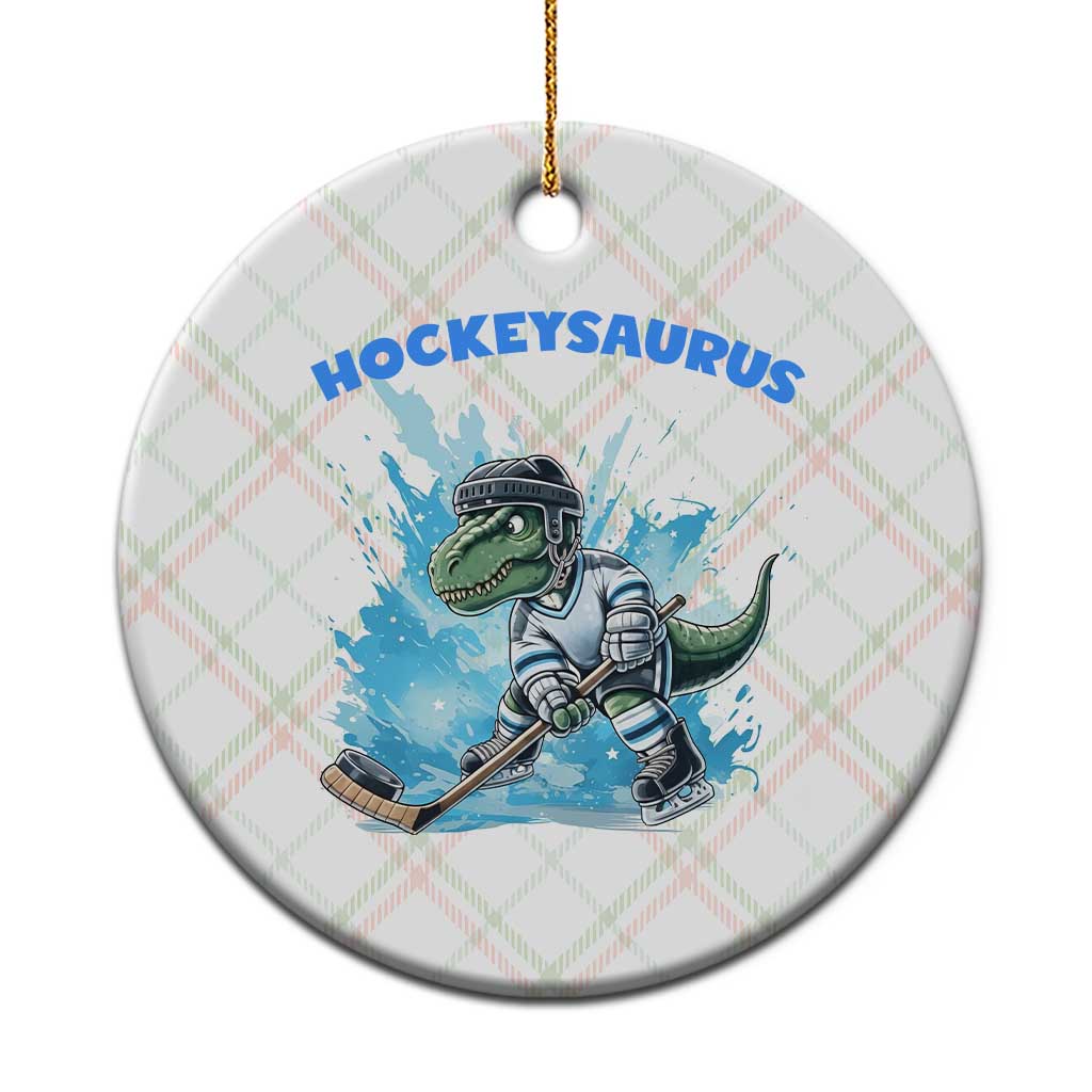 Hockeysaurus Ceramic Ornament Funny Dinosaur Playing Ice Hockey Gift TS12 1pc Christmas Plaid Print Your Wear