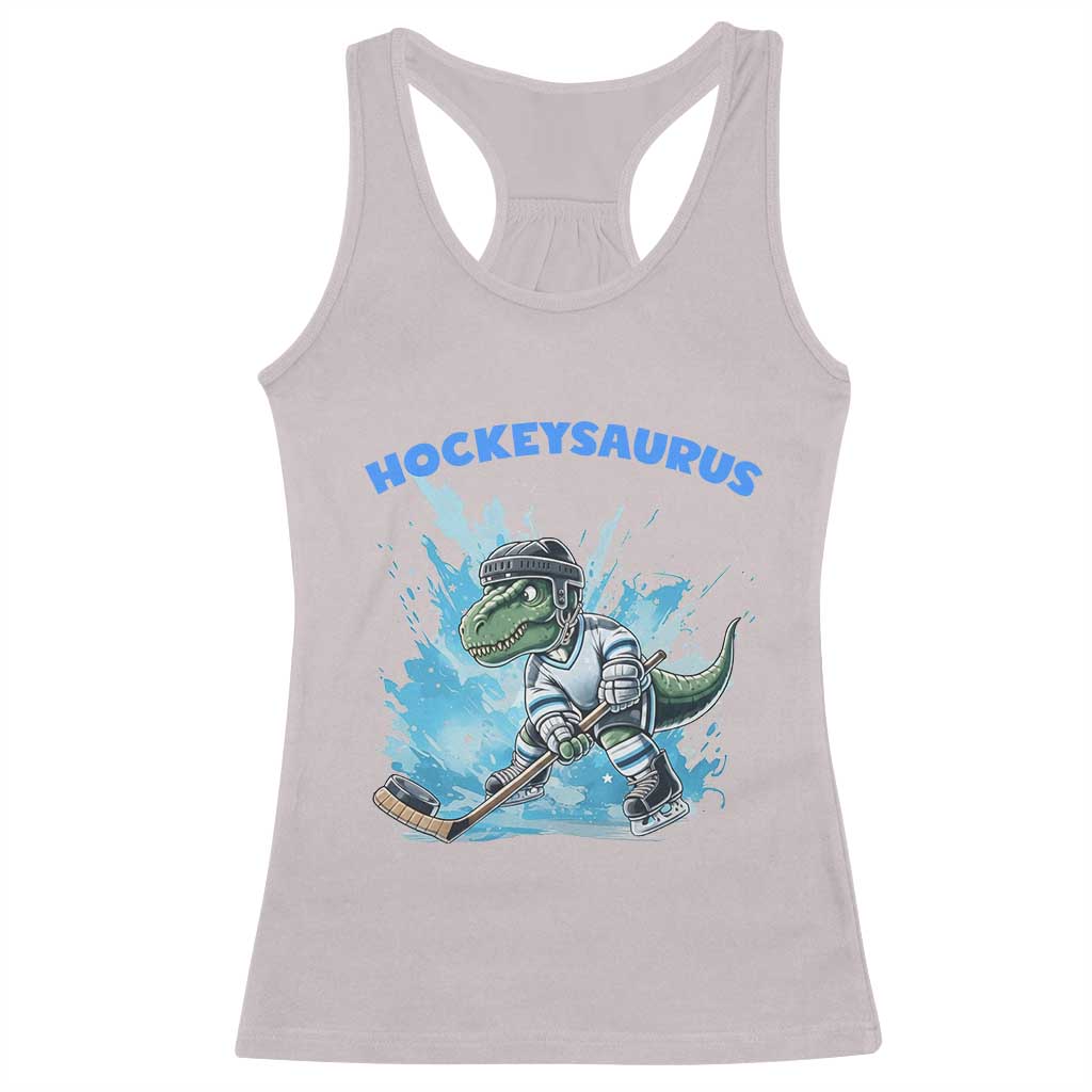 Hockeysaurus Racerback Tank Top Funny Dinosaur Playing Ice Hockey Gift TS12 Ice Gray Print Your Wear