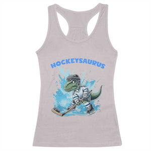 Hockeysaurus Racerback Tank Top Funny Dinosaur Playing Ice Hockey Gift TS12 Ice Gray Print Your Wear