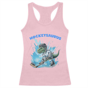 Hockeysaurus Racerback Tank Top Funny Dinosaur Playing Ice Hockey Gift TS12 Light Pink Print Your Wear