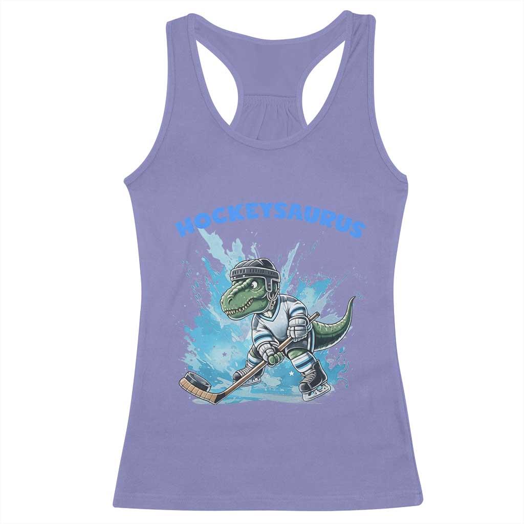 Hockeysaurus Racerback Tank Top Funny Dinosaur Playing Ice Hockey Gift TS12 Violet Print Your Wear