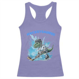 Hockeysaurus Racerback Tank Top Funny Dinosaur Playing Ice Hockey Gift TS12 Violet Print Your Wear