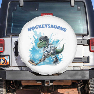 Hockeysaurus Spare Tire Cover Funny Dinosaur Playing Ice Hockey Gift TS12 No hole White Print Your Wear