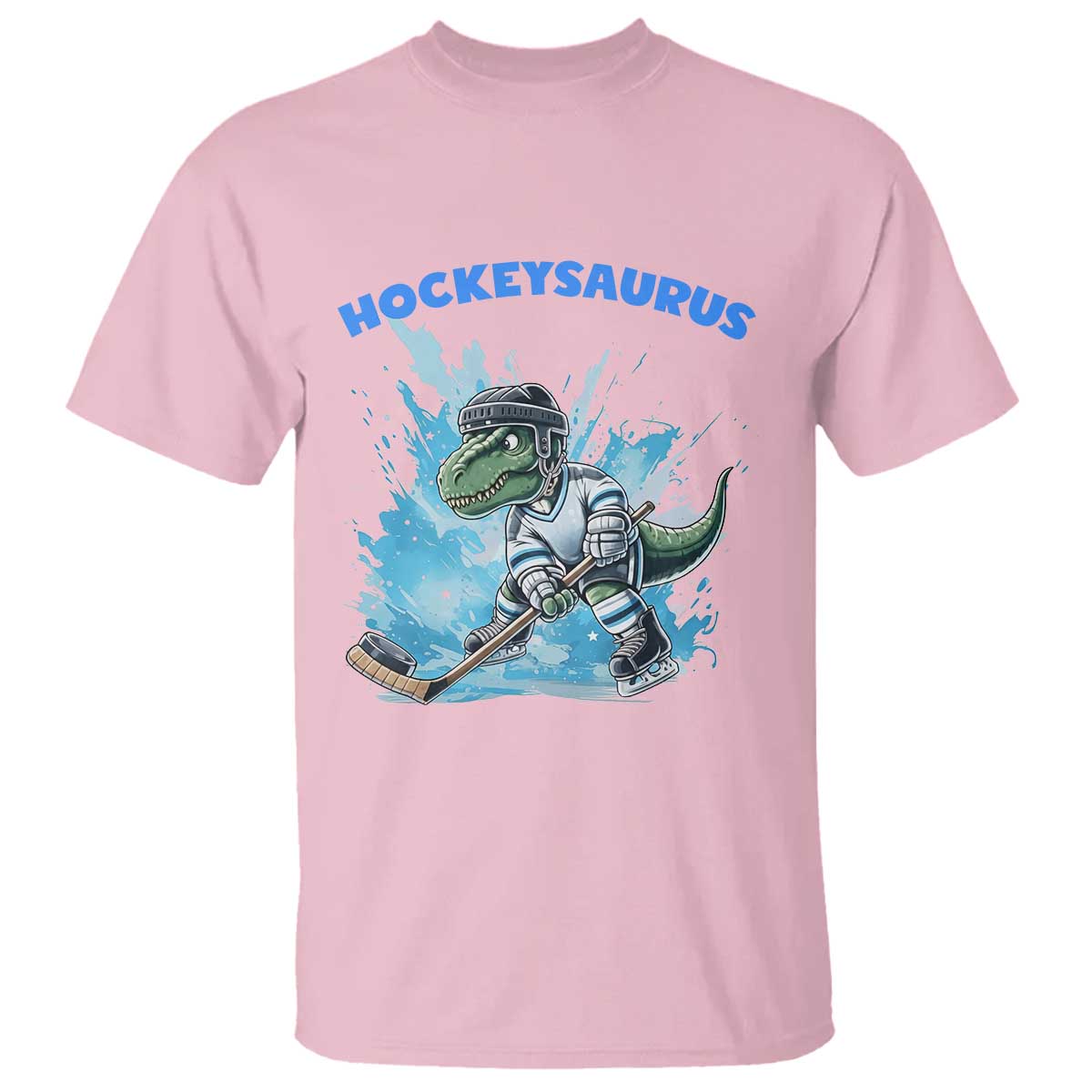 Hockeysaurus T Shirt Funny Dinosaur Playing Ice Hockey Gift TS12 Light Pink Print Your Wear