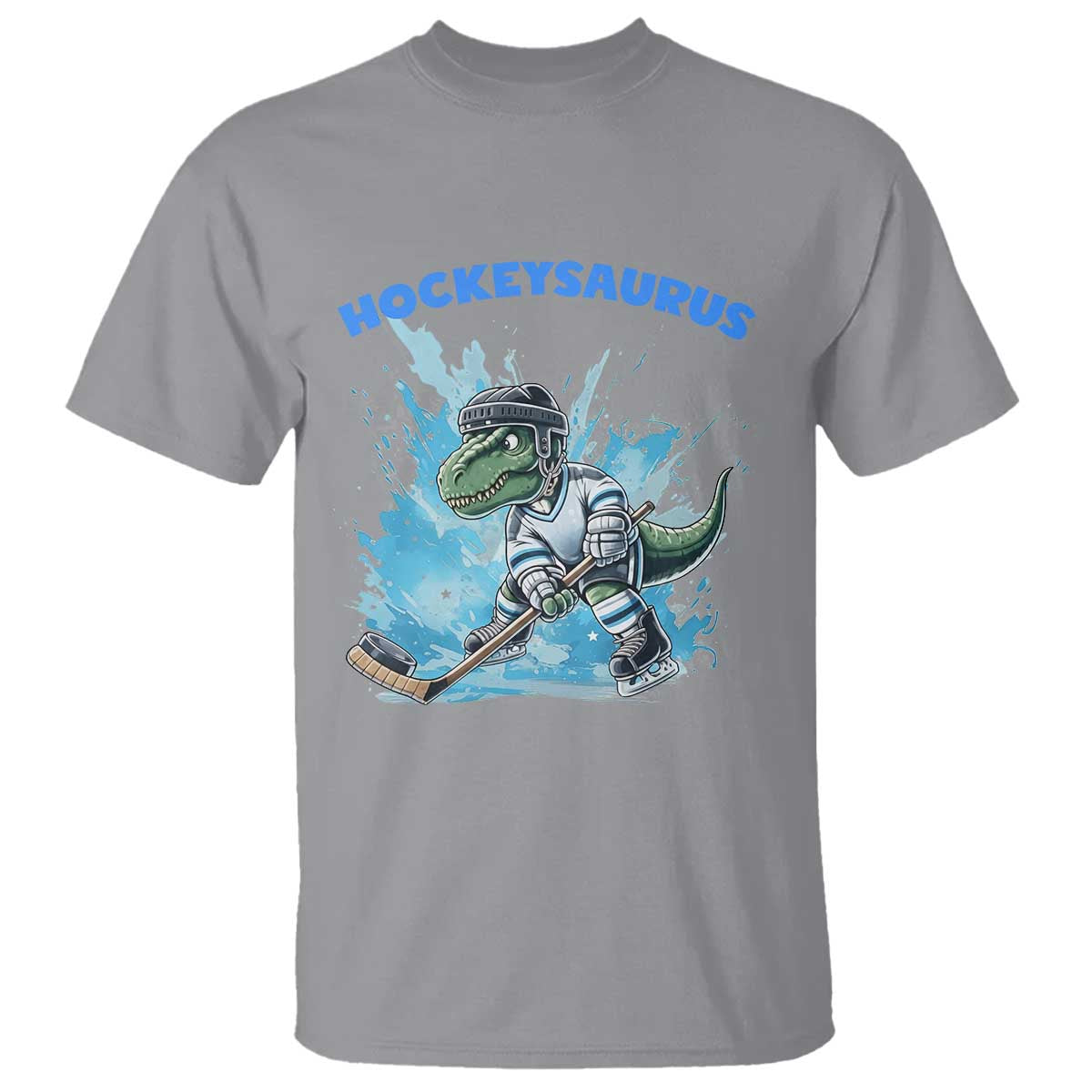 Hockeysaurus T Shirt Funny Dinosaur Playing Ice Hockey Gift TS12 Sport Gray Print Your Wear