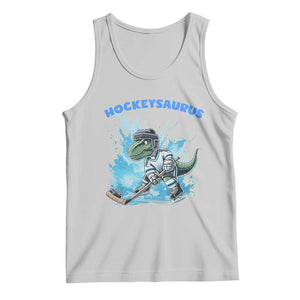 Hockeysaurus Tank Top Funny Dinosaur Playing Ice Hockey Gift TS12 Ash Print Your Wear