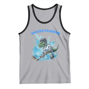 Hockeysaurus Tank Top Funny Dinosaur Playing Ice Hockey Gift TS12 Athletic Heather Black Print Your Wear