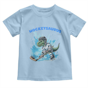 Hockeysaurus Toddler T Shirt Funny Dinosaur Playing Ice Hockey Gift TS12 Light Blue Print Your Wear