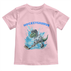 Hockeysaurus Toddler T Shirt Funny Dinosaur Playing Ice Hockey Gift TS12 Light Pink Print Your Wear