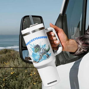 Hockeysaurus Tumbler With Handle Funny Dinosaur Playing Ice Hockey Gift TS12 Print Your Wear
