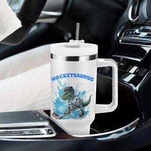Hockeysaurus Tumbler With Handle Funny Dinosaur Playing Ice Hockey Gift TS12 Print Your Wear