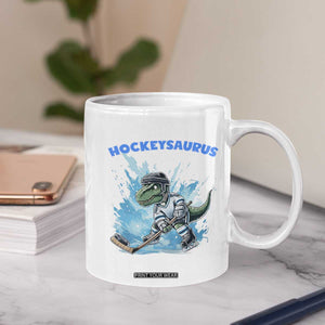 Hockeysaurus Coffee Mug Funny Dinosaur Playing Ice Hockey Gift TS12 Print Your Wear