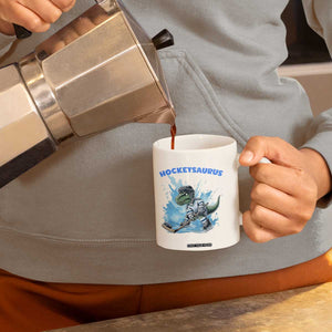 Hockeysaurus Coffee Mug Funny Dinosaur Playing Ice Hockey Gift TS12 Print Your Wear