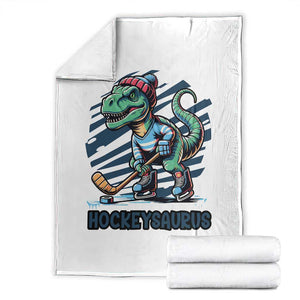 Funny Dinosaur Playing Ice Hockey Throw Blanket Hockeysaurus Gift For Kids TS12 White Print Your Wear