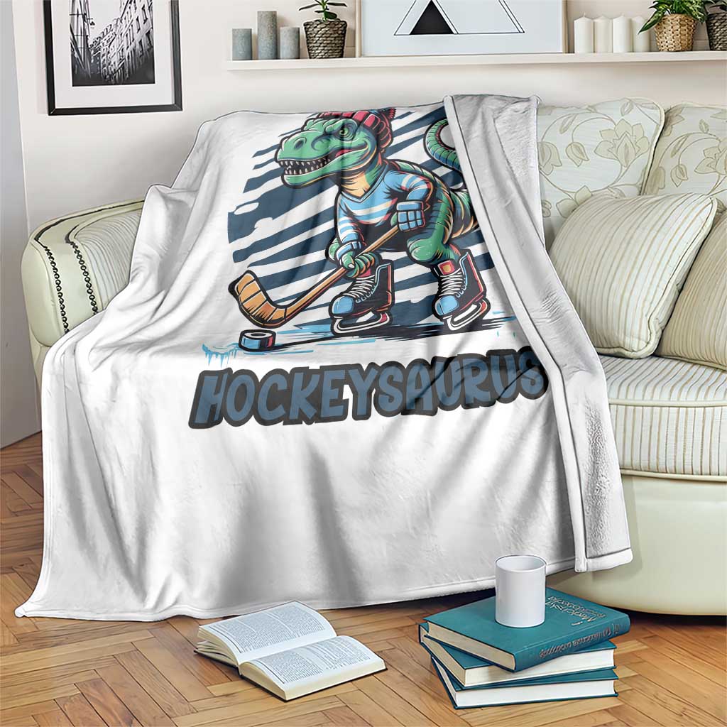 Funny Dinosaur Playing Ice Hockey Throw Blanket Hockeysaurus Gift For Kids TS12 Print Your Wear
