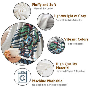 Funny Dinosaur Playing Ice Hockey Throw Blanket Hockeysaurus Gift For Kids TS12 Print Your Wear