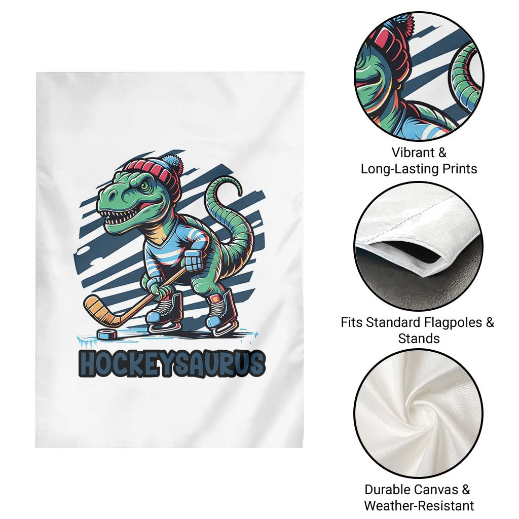 Funny Dinosaur Playing Ice Hockey Garden Flag Hockeysaurus Gift For Kids TS12 Print Your Wear