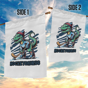 Funny Dinosaur Playing Ice Hockey Garden Flag Hockeysaurus Gift For Kids TS12 Print Your Wear