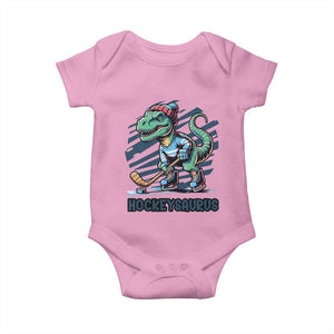 Funny Dinosaur Playing Ice Hockey Baby Onesie Hockeysaurus Gift For Kids TS12 Light Pink Print Your Wear