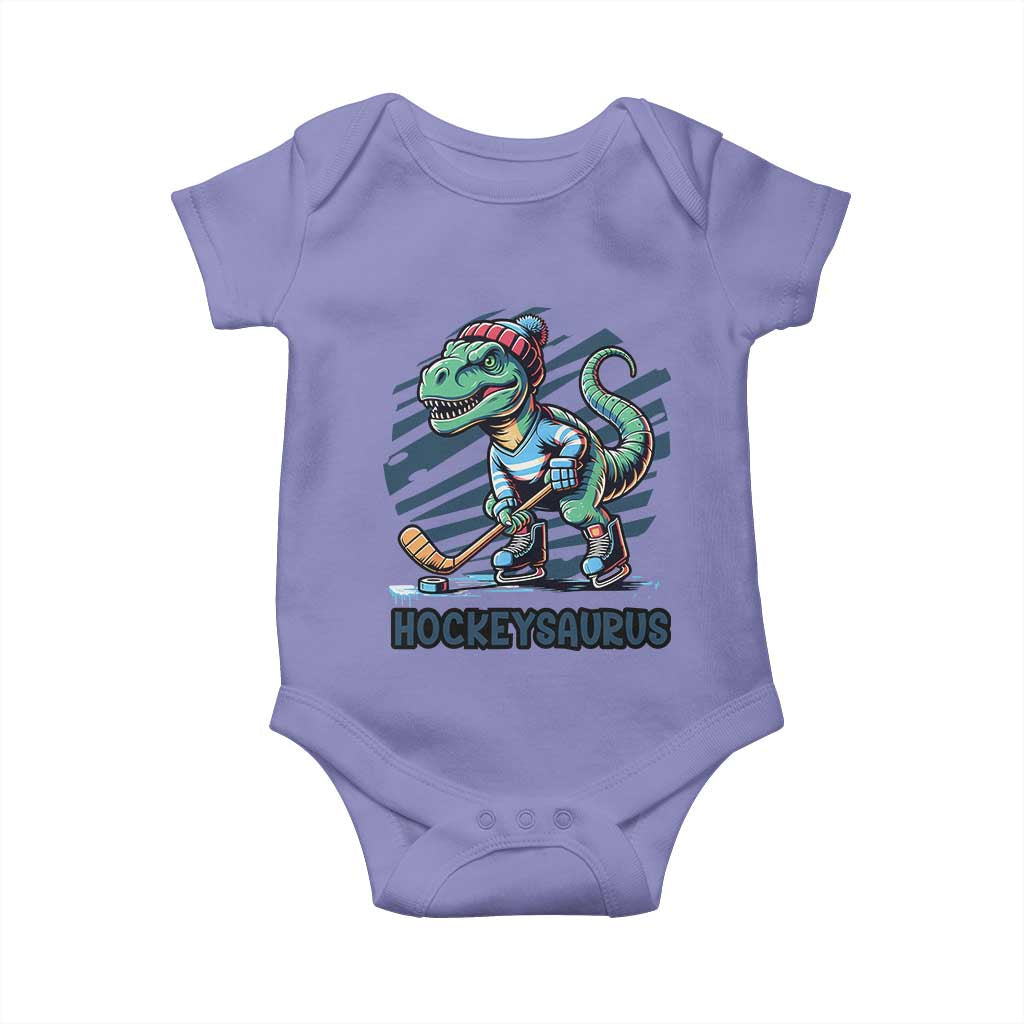 Funny Dinosaur Playing Ice Hockey Baby Onesie Hockeysaurus Gift For Kids TS12 Violet Print Your Wear