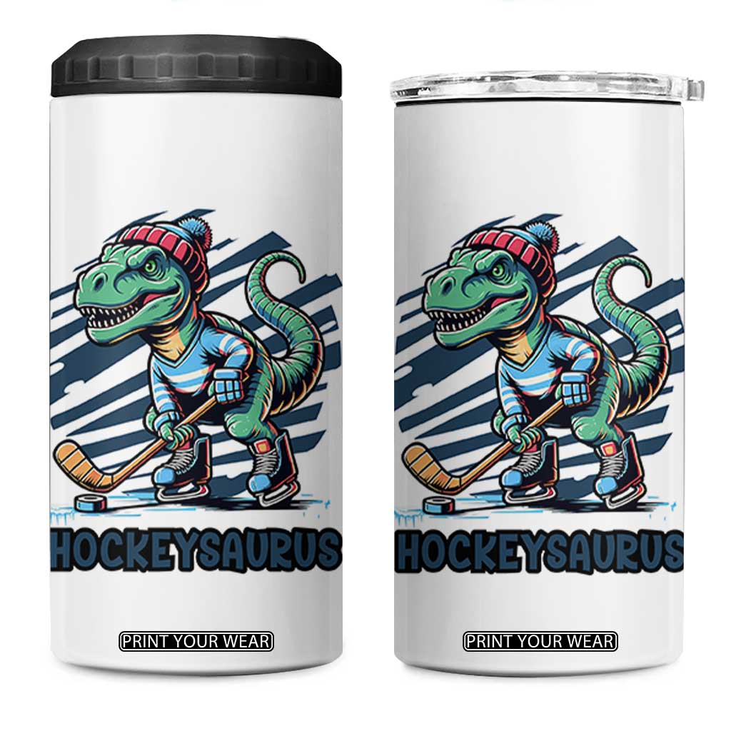 Funny Dinosaur Playing Ice Hockey 4 in 1 Can Cooler Tumbler Hockeysaurus Gift For Kids TS12 One Size: 16 oz White Print Your Wear
