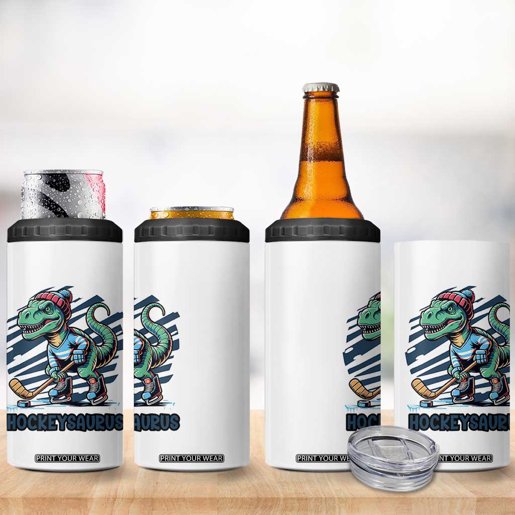 Funny Dinosaur Playing Ice Hockey 4 in 1 Can Cooler Tumbler Hockeysaurus Gift For Kids TS12 Print Your Wear