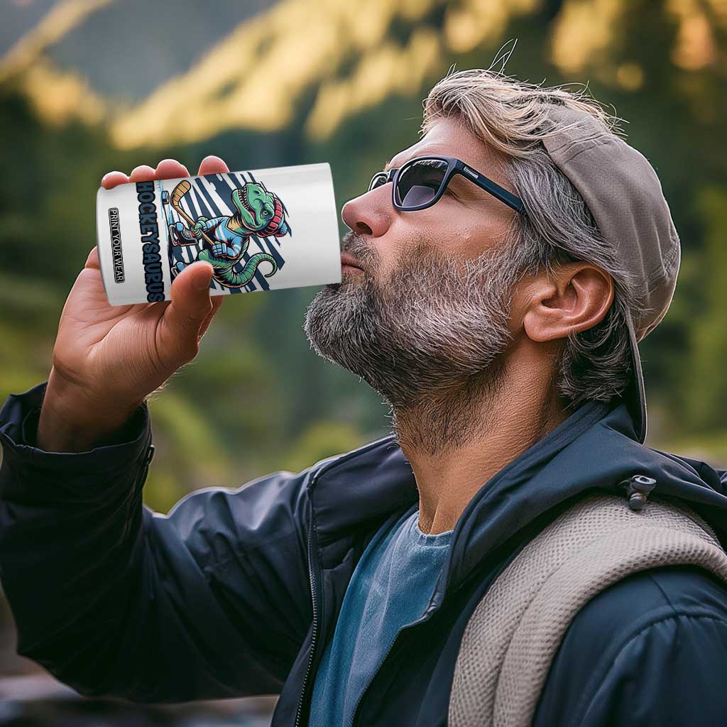 Funny Dinosaur Playing Ice Hockey 4 in 1 Can Cooler Tumbler Hockeysaurus Gift For Kids TS12 Print Your Wear