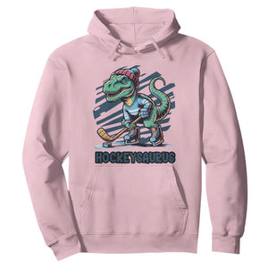 Funny Dinosaur Playing Ice Hockey Hoodie Hockeysaurus Gift For Kids TS12 Light Pink Print Your Wear