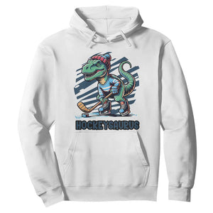 Funny Dinosaur Playing Ice Hockey Hoodie Hockeysaurus Gift For Kids TS12 White Print Your Wear