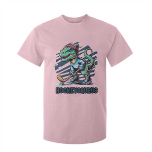 Funny Dinosaur Playing Ice Hockey T Shirt For Kid Hockeysaurus Gift For Kids TS12 Light Pink Print Your Wear