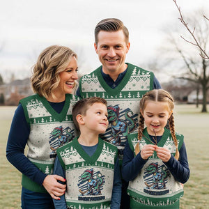 Funny Dinosaur Playing Ice Hockey V-Neck Knit Sweater Vest Hockeysaurus Gift For Kids TS12 Beige Green Print Your Wear