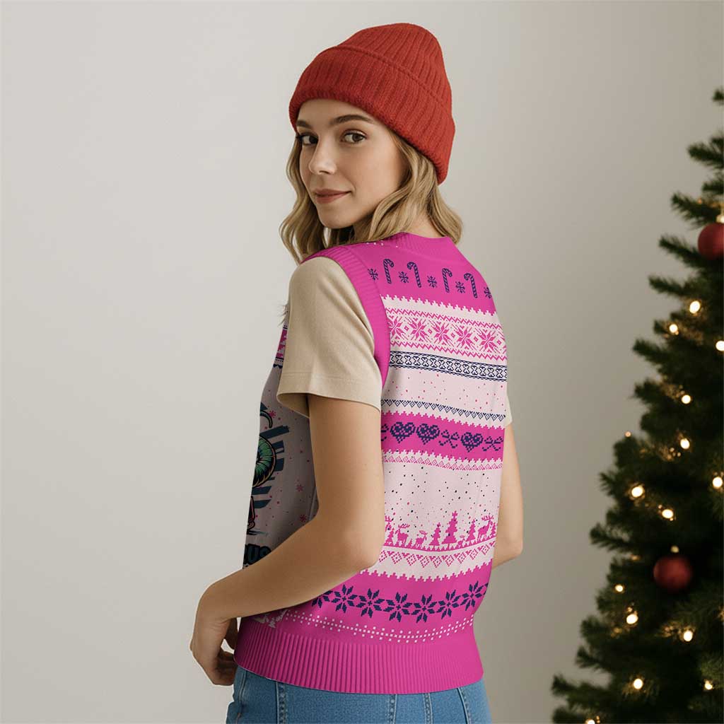 Funny Dinosaur Playing Ice Hockey V-Neck Knit Sweater Vest Hockeysaurus Gift For Kids TS12 Print Your Wear