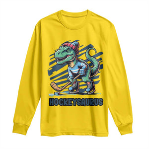Funny Dinosaur Playing Ice Hockey Long Sleeve Shirt Hockeysaurus Gift For Kids TS12 Daisy Print Your Wear