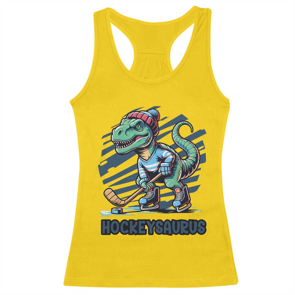 Funny Dinosaur Playing Ice Hockey Racerback Tank Top Hockeysaurus Gift For Kids TS12 Daisy Print Your Wear