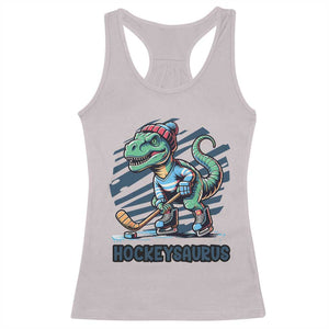 Funny Dinosaur Playing Ice Hockey Racerback Tank Top Hockeysaurus Gift For Kids TS12 Ice Gray Print Your Wear