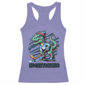 Funny Dinosaur Playing Ice Hockey Racerback Tank Top Hockeysaurus Gift For Kids TS12 Violet Print Your Wear
