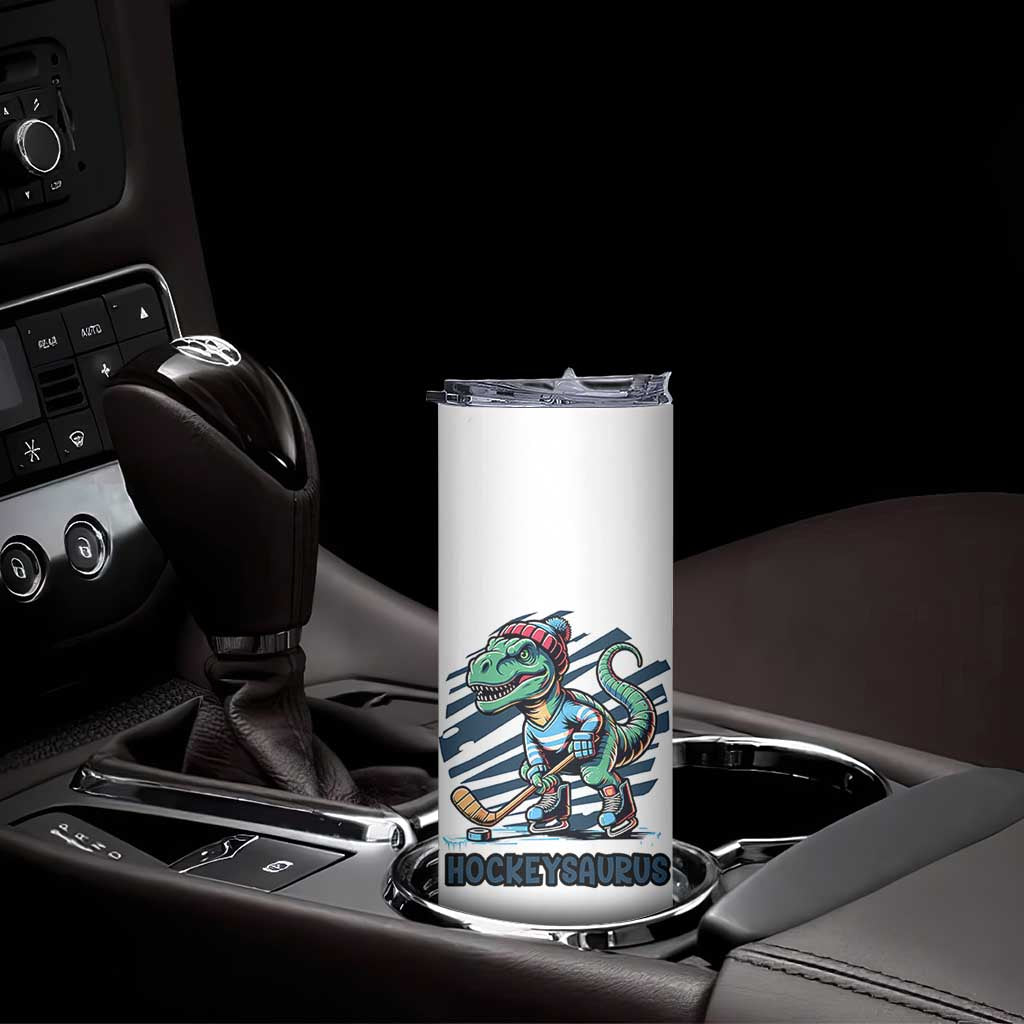 Funny Dinosaur Playing Ice Hockey Skinny Tumbler Hockeysaurus Gift For Kids TS12 Print Your Wear