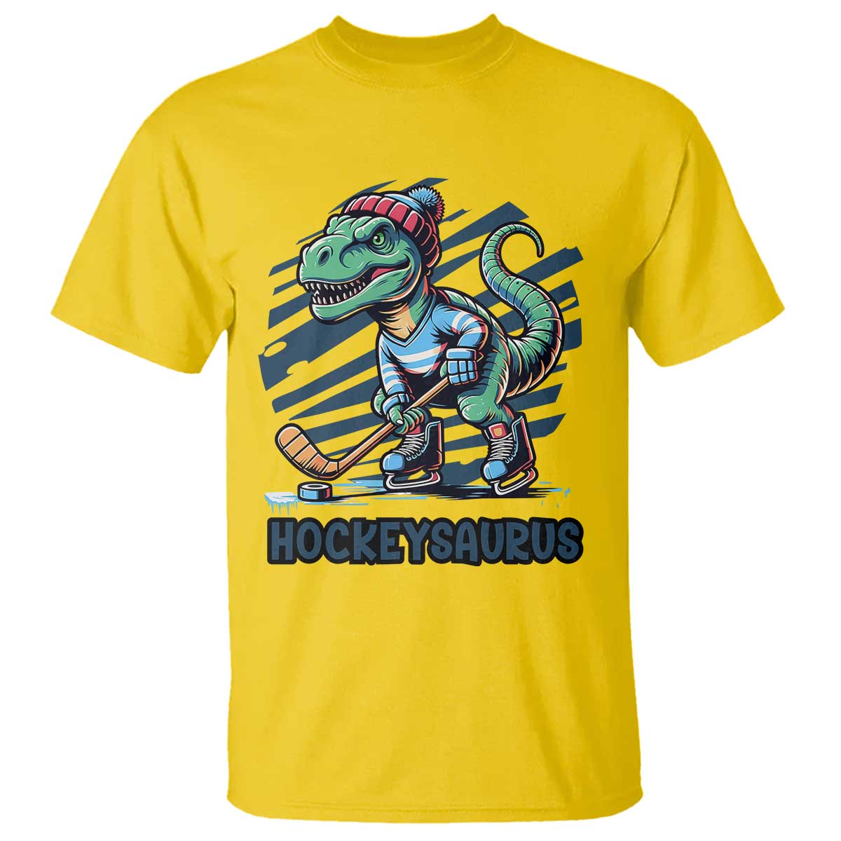 Funny Dinosaur Playing Ice Hockey T Shirt Hockeysaurus Gift For Kids TS12 Daisy Print Your Wear