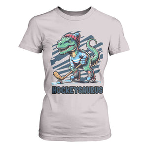 Funny Dinosaur Playing Ice Hockey T Shirt For Women Hockeysaurus Gift For Kids TS12 Ice Gray Print Your Wear