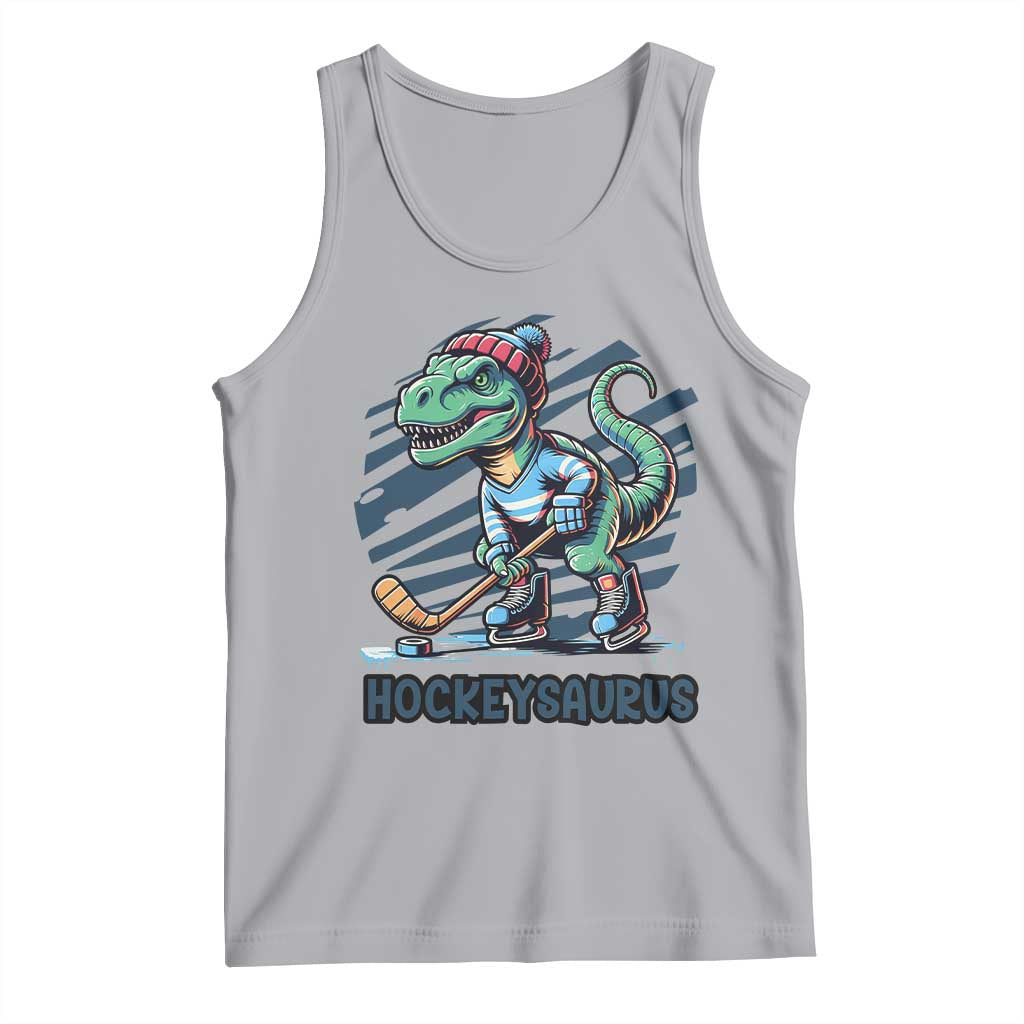 Funny Dinosaur Playing Ice Hockey Tank Top Hockeysaurus Gift For Kids TS12 Athletic Heather Print Your Wear