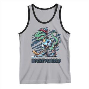Funny Dinosaur Playing Ice Hockey Tank Top Hockeysaurus Gift For Kids TS12 Athletic Heather Black Print Your Wear