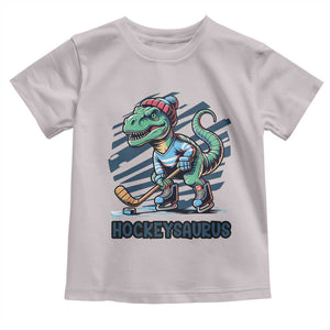 Funny Dinosaur Playing Ice Hockey Toddler T Shirt Hockeysaurus Gift For Kids TS12 Ice Gray Print Your Wear