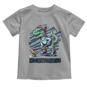 Funny Dinosaur Playing Ice Hockey Toddler T Shirt Hockeysaurus Gift For Kids TS12 Sport Gray Print Your Wear