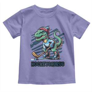 Funny Dinosaur Playing Ice Hockey Toddler T Shirt Hockeysaurus Gift For Kids TS12 Violet Print Your Wear