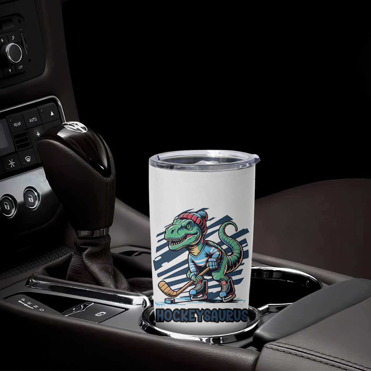 Funny Dinosaur Playing Ice Hockey Tumbler Cup Hockeysaurus Gift For Kids TS12 Print Your Wear