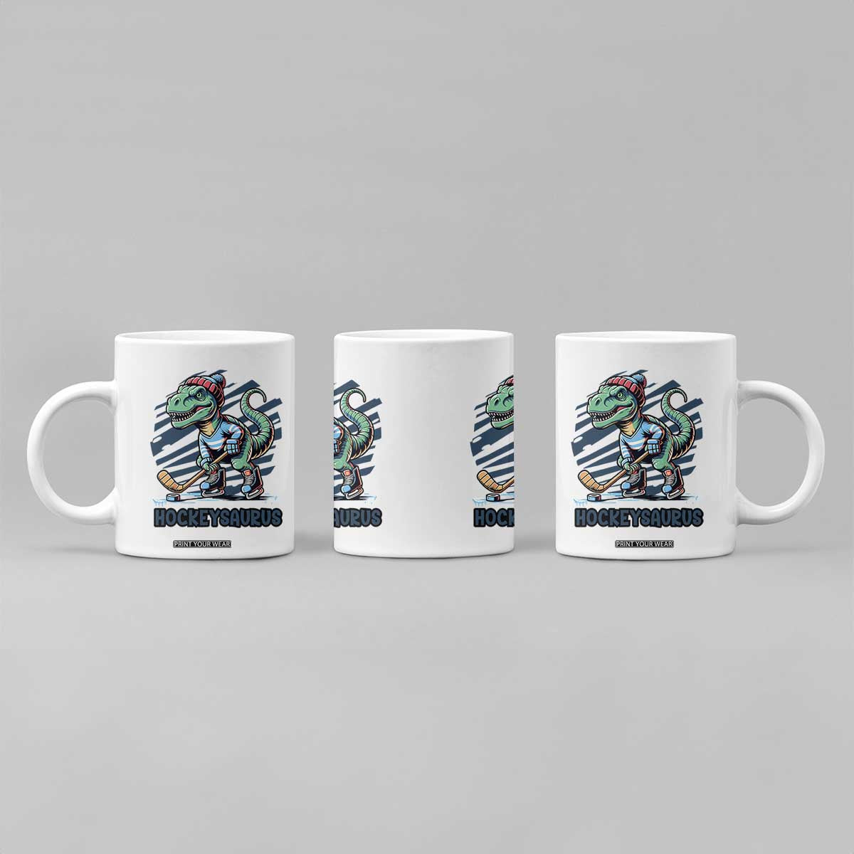Funny Dinosaur Playing Ice Hockey Coffee Mug Hockeysaurus Gift For Kids TS12 Print Your Wear