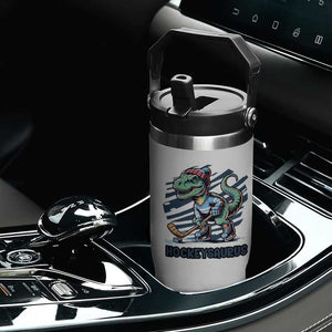 Funny Dinosaur Playing Ice Hockey Flip Straw Tumbler Hockeysaurus Gift For Kids TS12 Print Your Wear