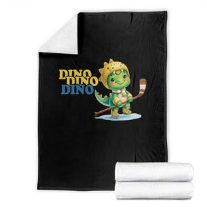 Funny Dinosaur Playing Ice Hockey Throw Blanket Gift For Dino Lovers TS12 Black Print Your Wear